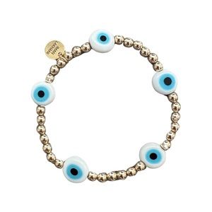 Evil eye 14 k gold bead bracelet